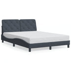 Bettgestell mit LED ohne Matratze Dunkelgrau 140x200 cm Samt