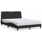 Bettgestell mit LED ohne Matratze Schwarz 140x200 cm Samt