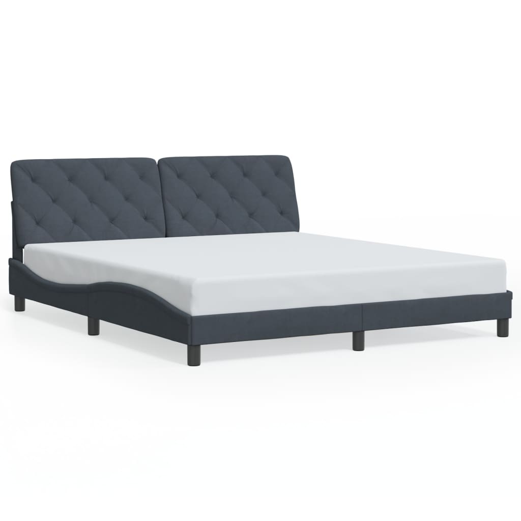 Bettgestell mit LED ohne Matratze Dunkelgrau 180x200 cm Samt