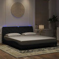 Bettgestell mit LED ohne Matratze Schwarz 180x200 cm Samt