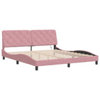 Bettgestell mit LED ohne Matratze Rosa 180x200 cm Samt