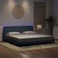 Bettgestell mit LED ohne Matratze Dunkelgrau 200x200 cm Samt