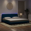 Bettgestell mit LED ohne Matratze Blau 200x200 cm Samt