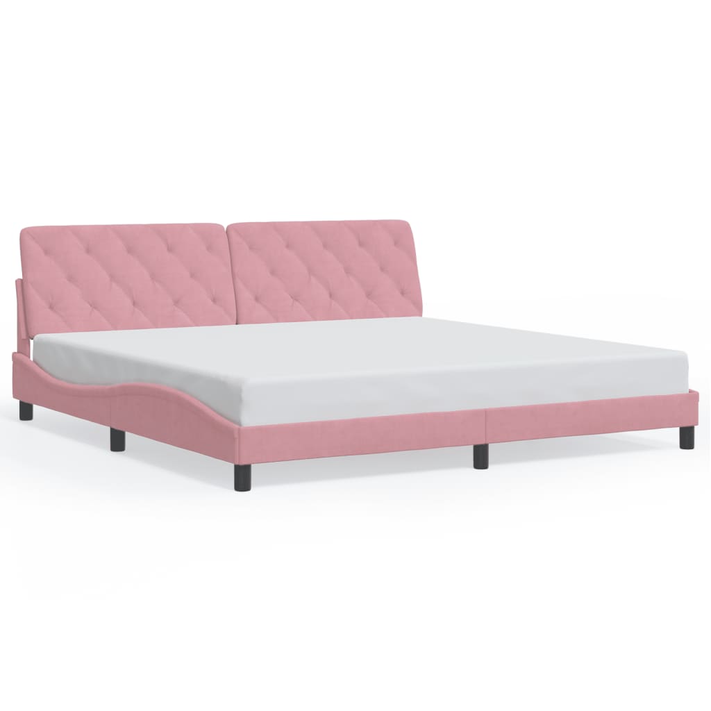 Bettgestell mit LED ohne Matratze Rosa 200x200 cm Samt