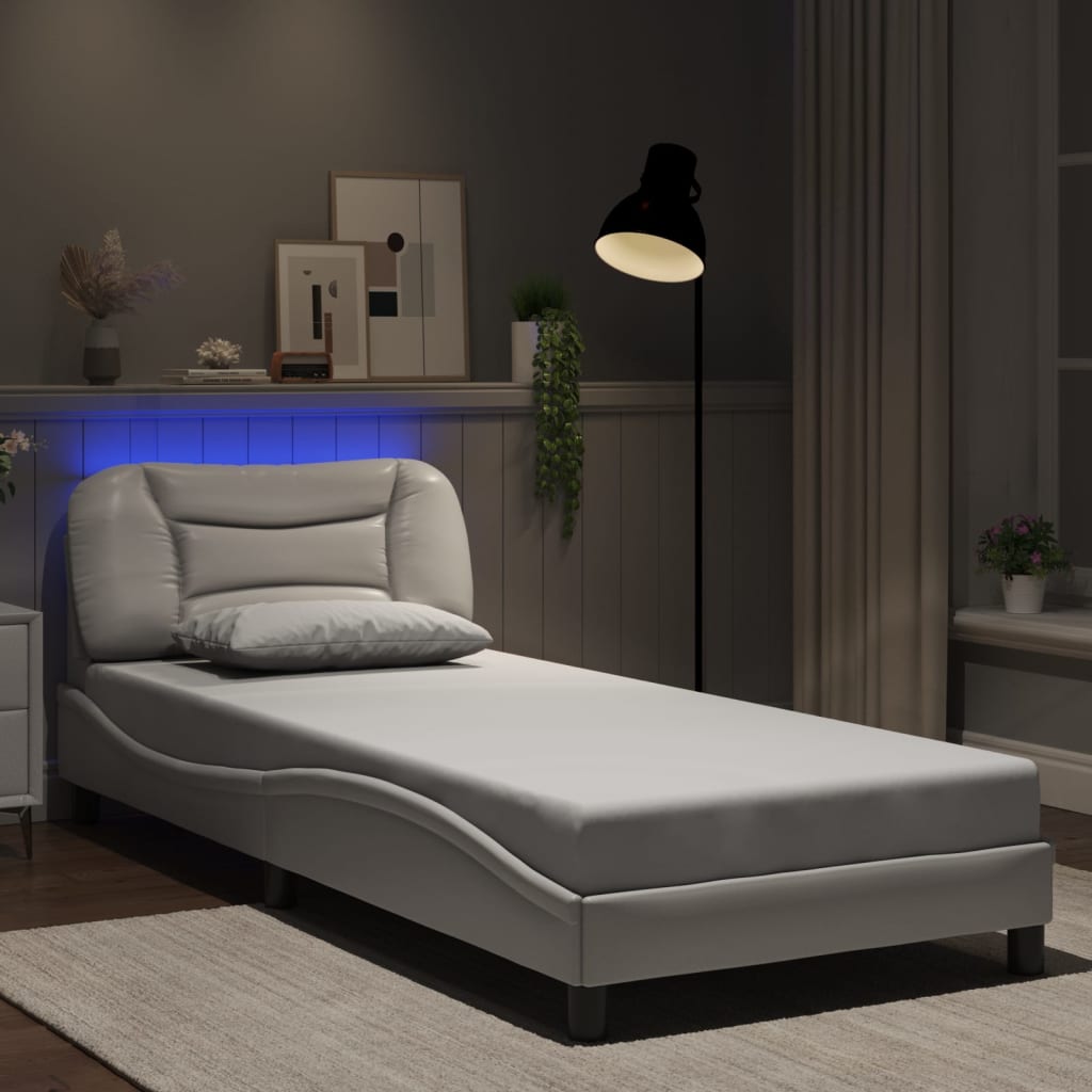 Bettgestell mit LED ohne Matratze "Hvar" Weiß 90x190 cm
