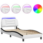 Bettgestell mit LED ohne Matratze "Hvar" Weiß und Schwarz 90x190 cm