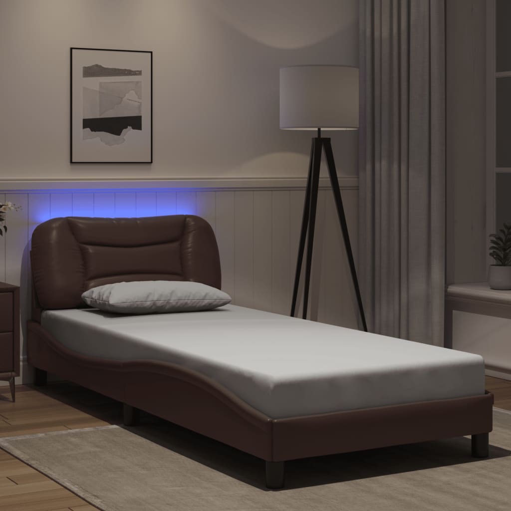 Bettgestell mit LED ohne Matratze "Hvar" Braun 90x200 cm