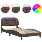 Bettgestell mit LED ohne Matratze "Hvar" Braun 100x200 cm