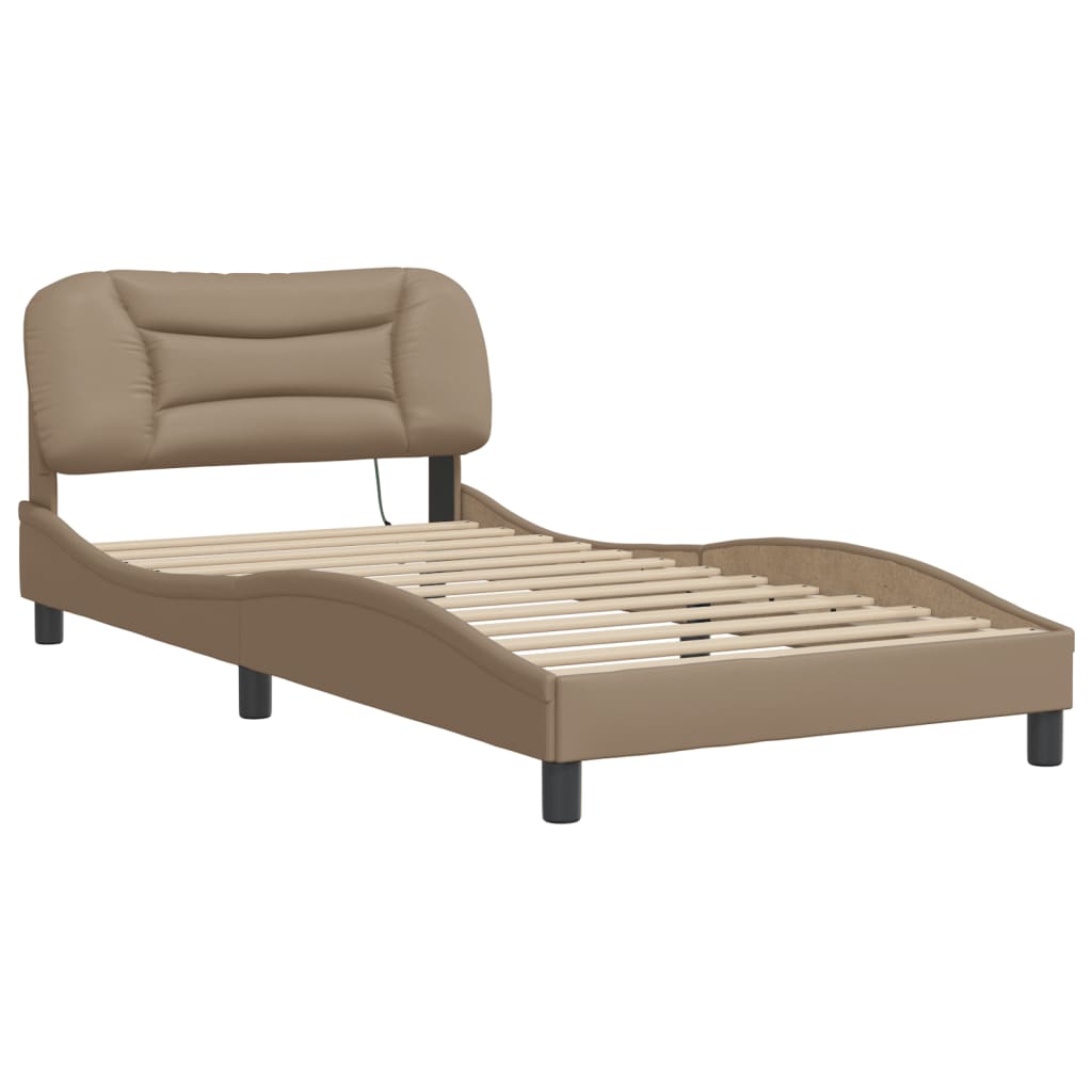 Bettgestell mit LED ohne Matratze "Hvar" Cappuccino-Braun 100x200 cm