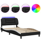 Bettgestell mit LED ohne Matratze "Hvar" Schwarz und Weiß 100x200 cm