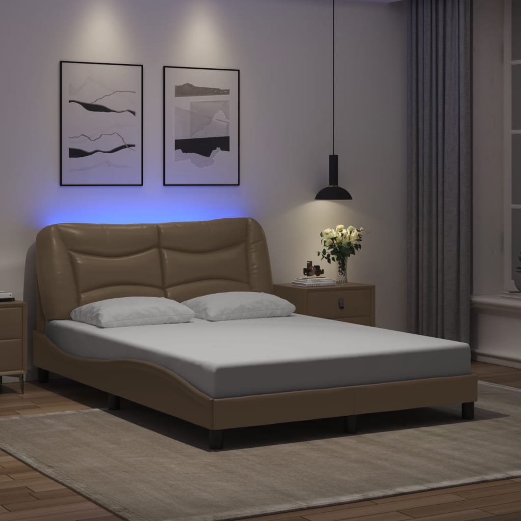 Bettgestell mit LED ohne Matratze "Hvar" Cappuccino-Braun 120x200 cm