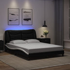 Bettgestell mit LED ohne Matratze "Hvar" Schwarz und Weiß 120x200 cm