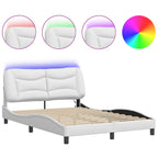 Bettgestell mit LED ohne Matratze "Hvar" Weiß 140x190 cm