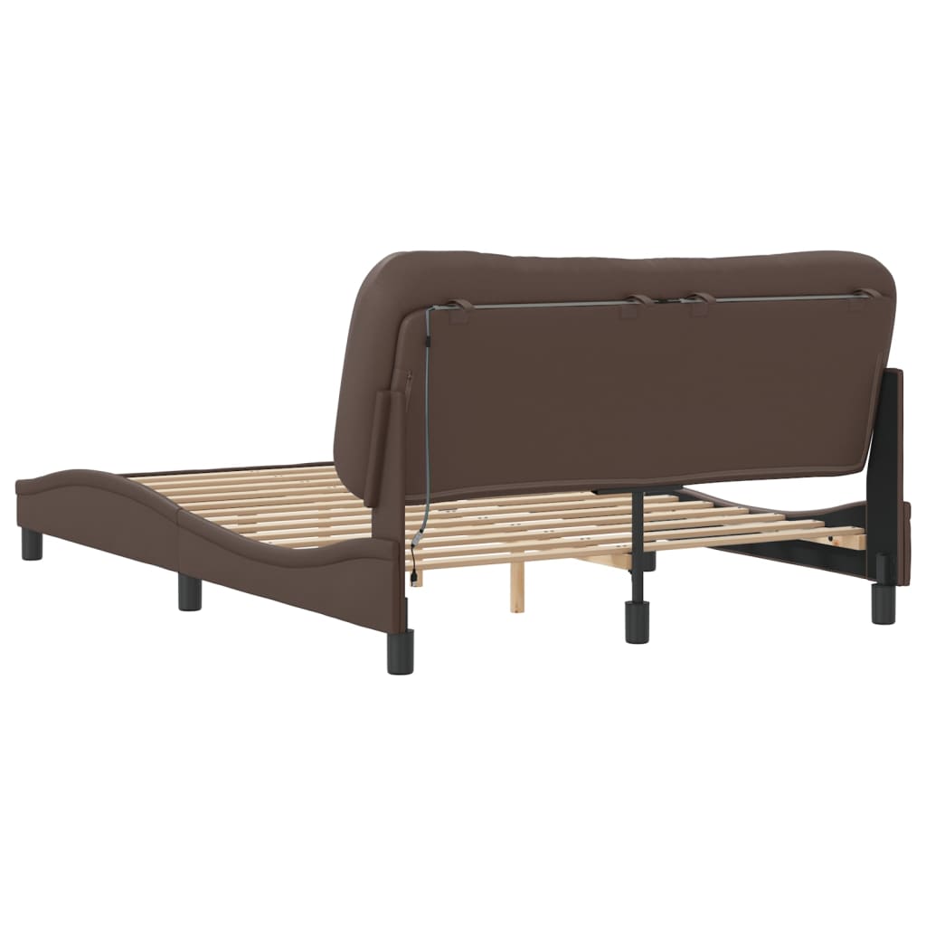 Bettgestell mit LED ohne Matratze "Hvar" Braun 140x190 cm
