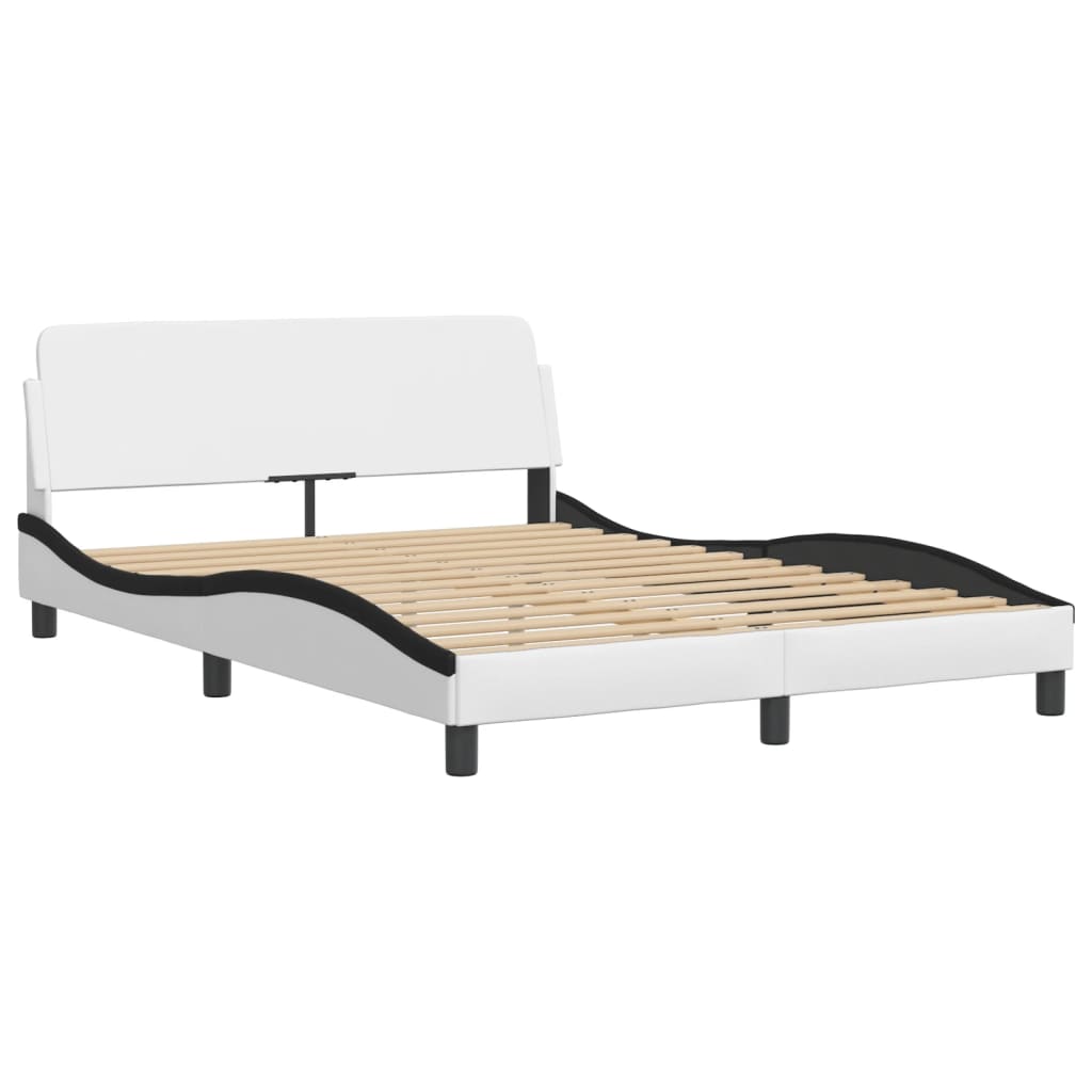 Bettgestell mit LED ohne Matratze "Hvar" Weiß und Schwarz 140x190 cm