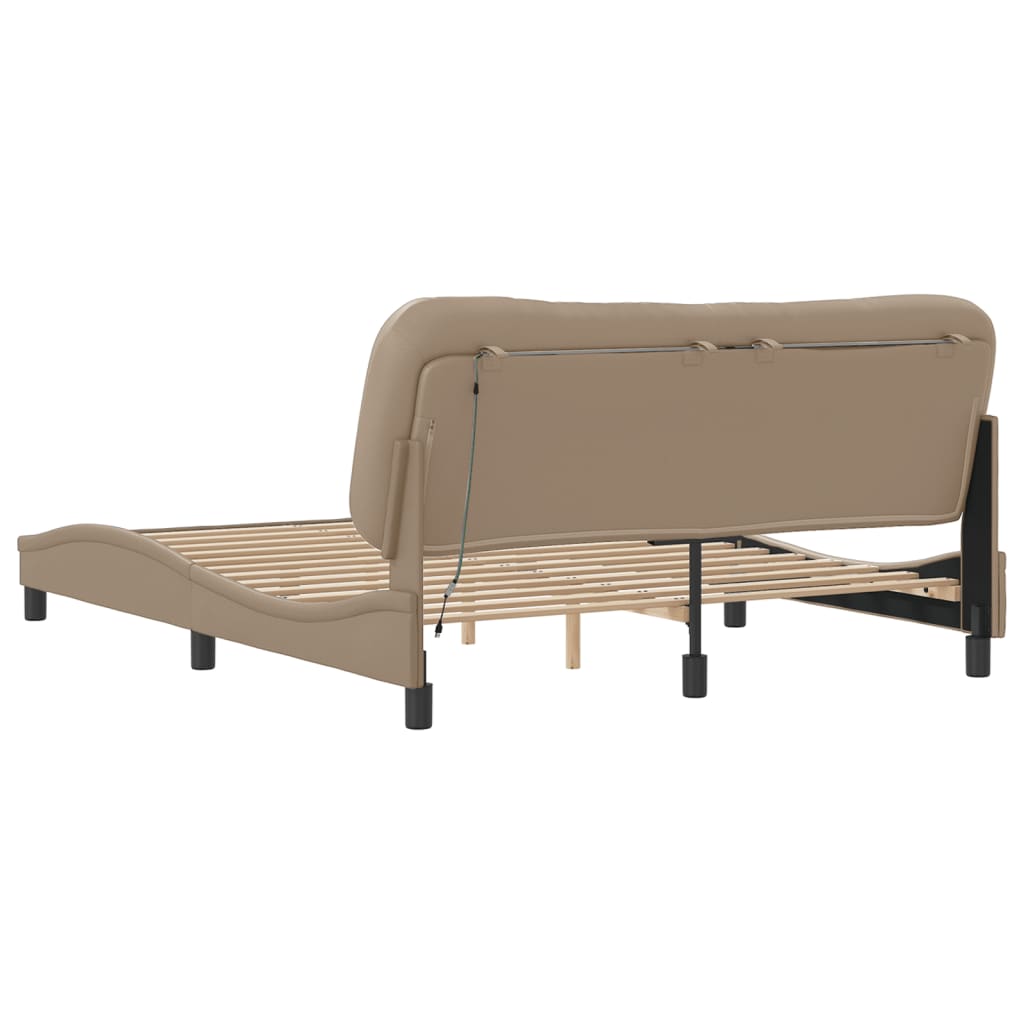 Bettgestell mit LED ohne Matratze "Hvar" Cappuccino-Braun 160x200 cm
