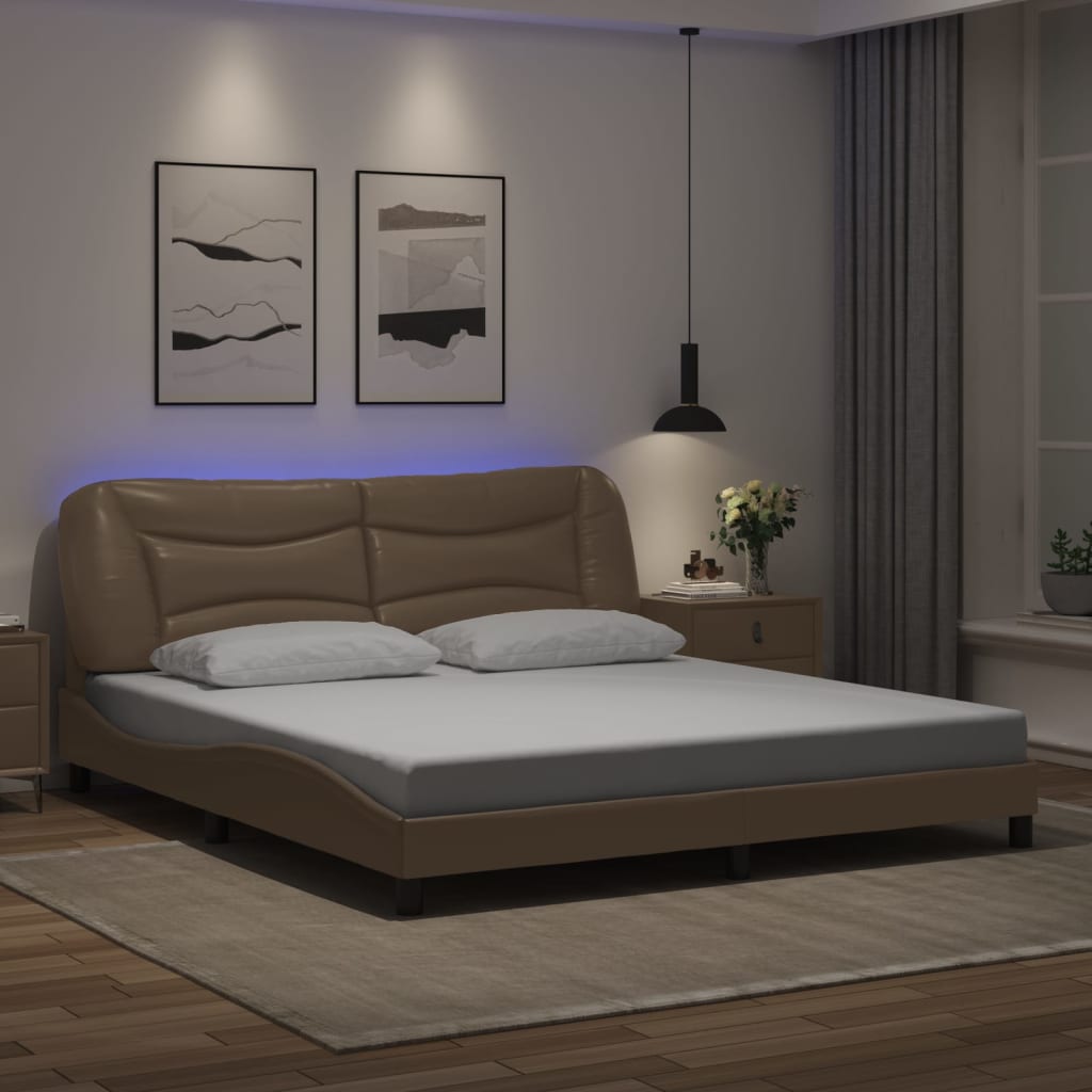 Bettgestell mit LED ohne Matratze "Hvar" Cappuccino-Braun 180x200 cm