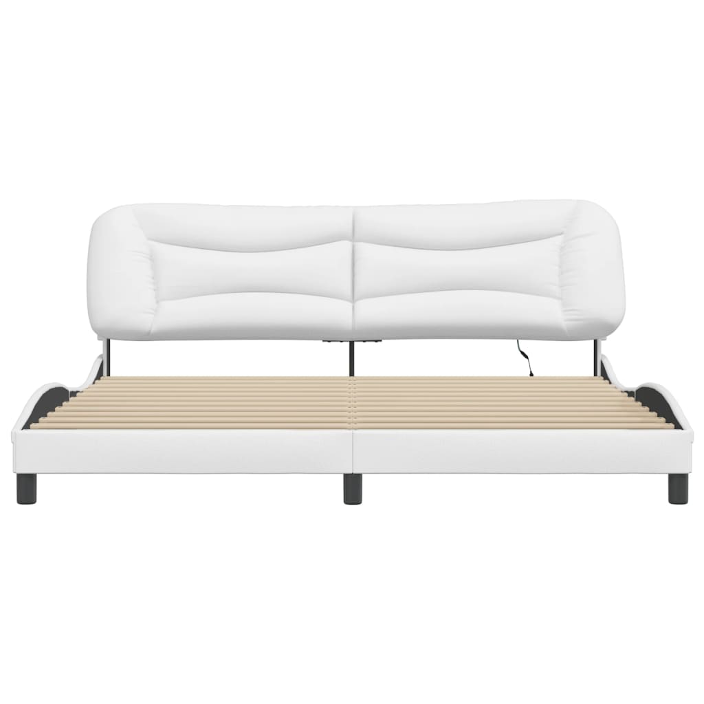 Bettgestell mit LED ohne Matratze "Hvar" Weiß 200x200 cm