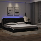 Bettgestell mit LED ohne Matratze "Hvar" Schwarz und Weiß 200x200 cm