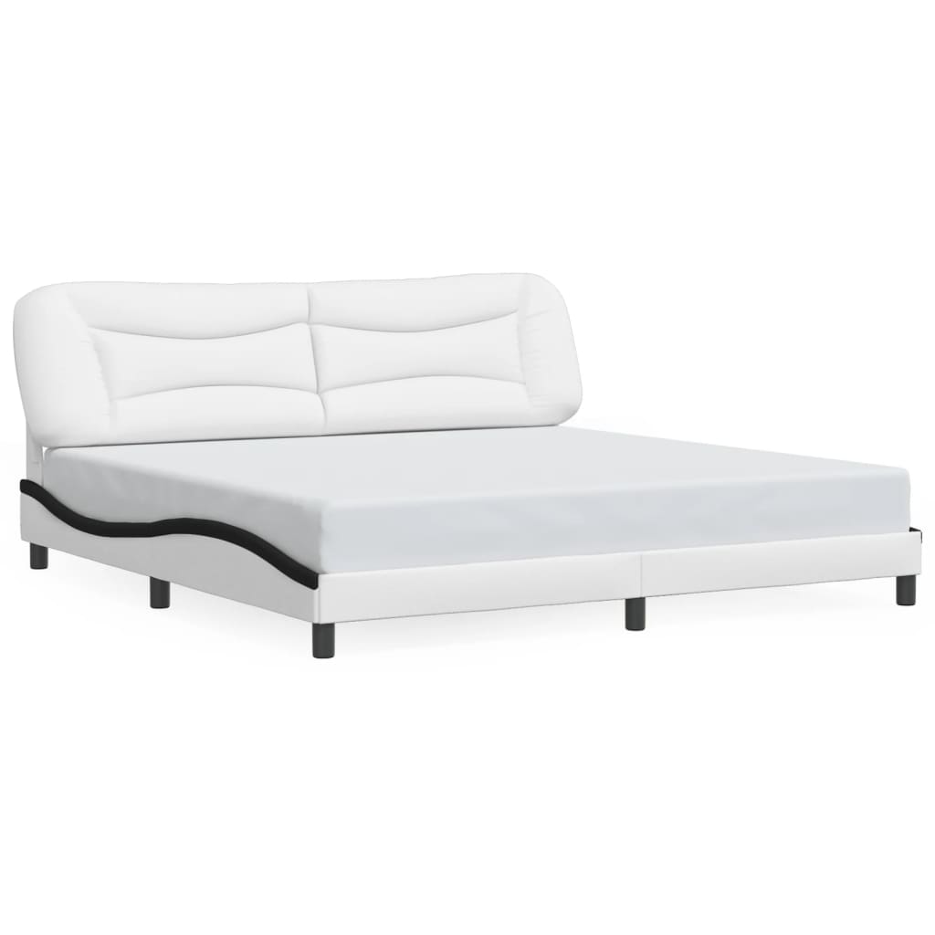 Bettgestell mit LED ohne Matratze "Hvar" Weiß und Schwarz 200x200 cm