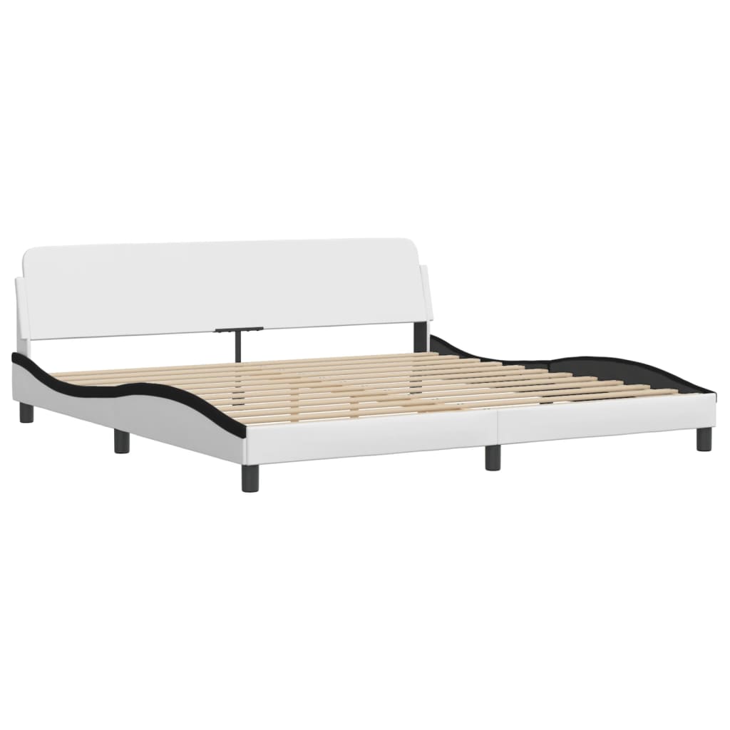 Bettgestell mit LED ohne Matratze "Hvar" Weiß und Schwarz 200x200 cm
