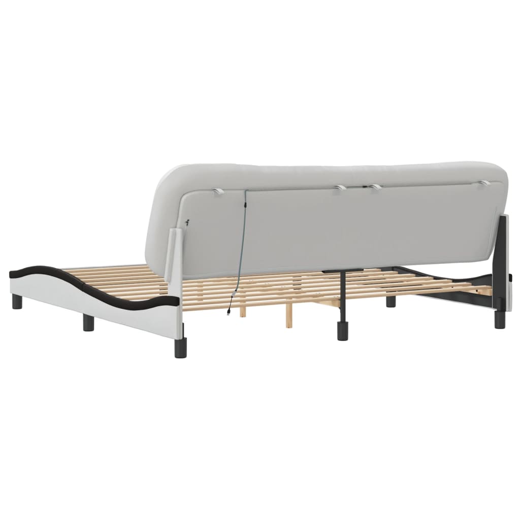 Bettgestell mit LED ohne Matratze "Hvar" Weiß und Schwarz 200x200 cm