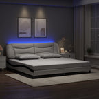 Bettgestell mit LED ohne Matratze "Hvar" Weiß und Schwarz 200x200 cm
