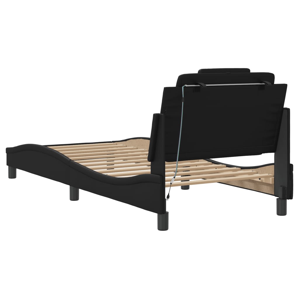 Bettgestell "Viana" mit LED ohne Matratze Schwarz 80x200 cm