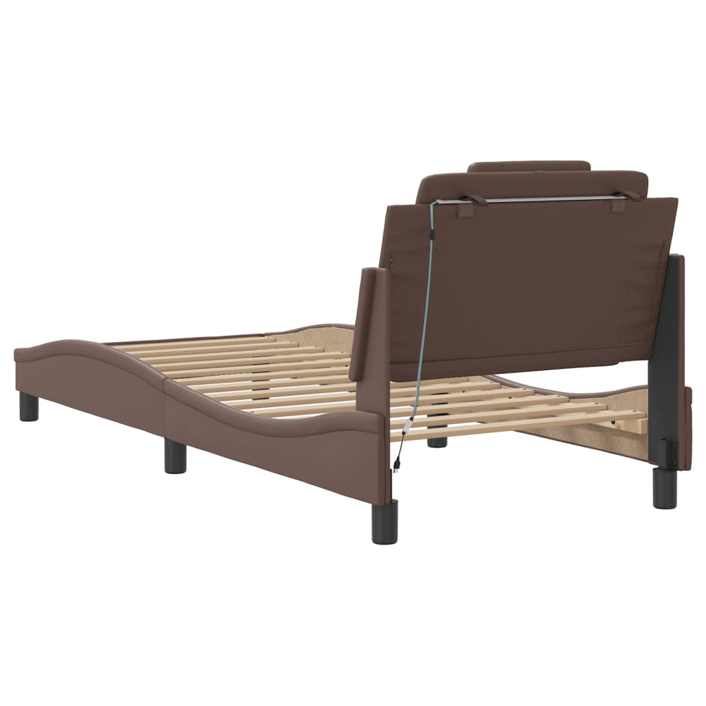 Bettgestell "Viana" mit LED ohne Matratze Braun 80x200 cm