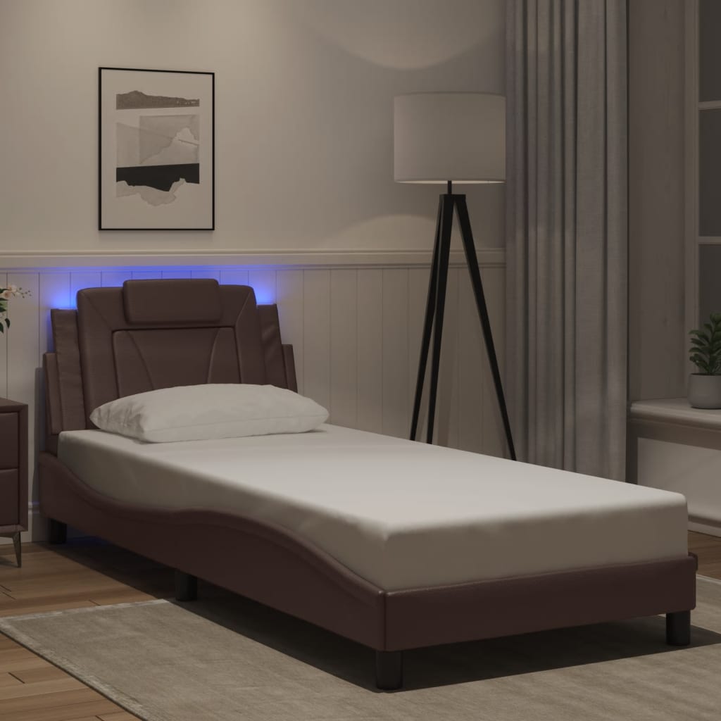 Bettgestell "Viana" mit LED ohne Matratze Braun 80x200 cm