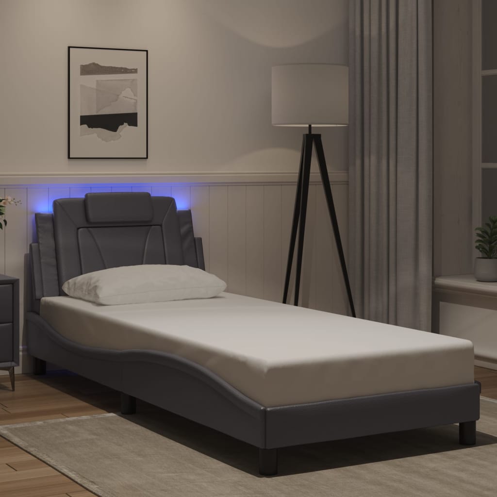 Bettgestell "Viana" mit LED ohne Matratze Grau 80x200 cm