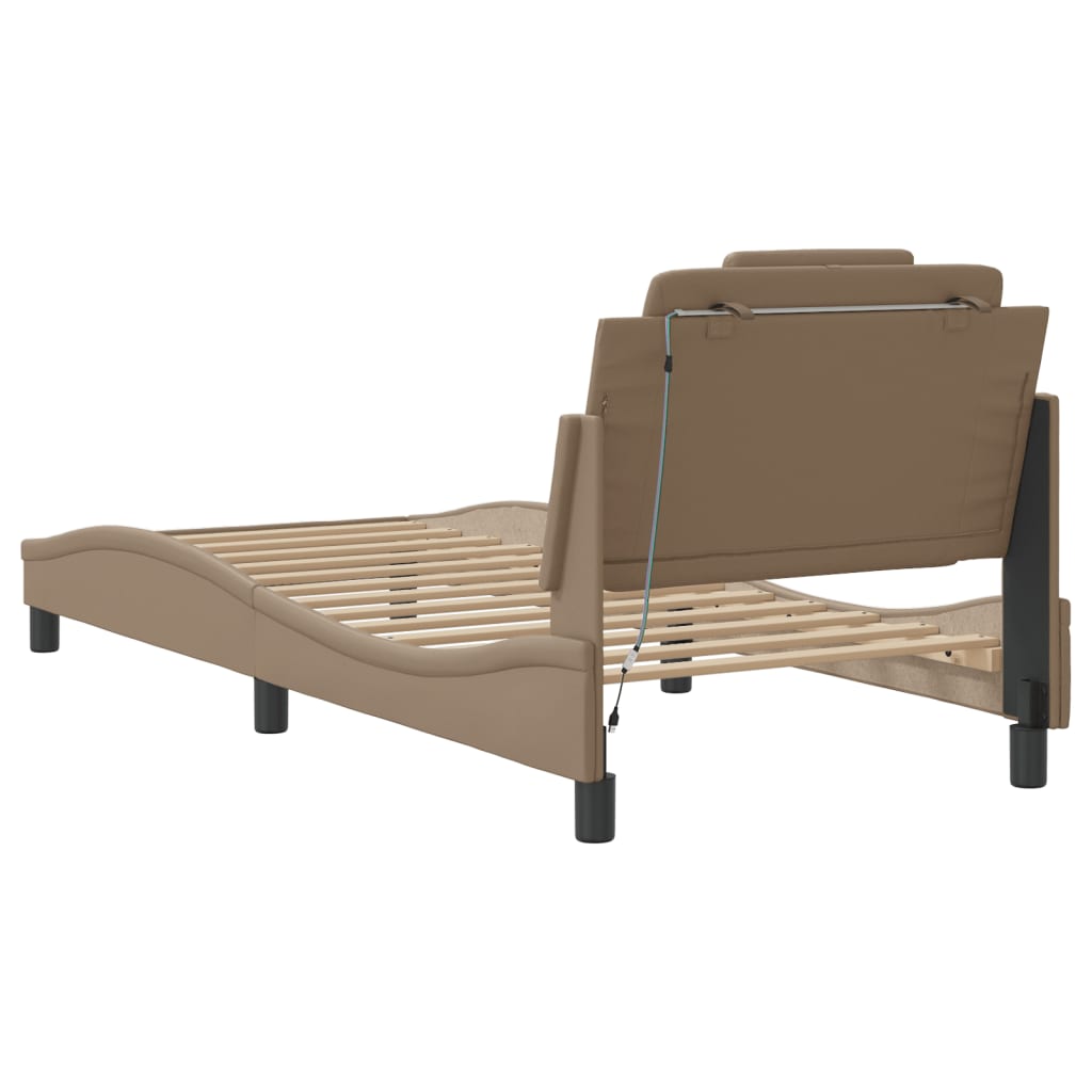 Bettgestell "Viana" mit LED ohne Matratze Cappuccino-Braun 80x200 cm