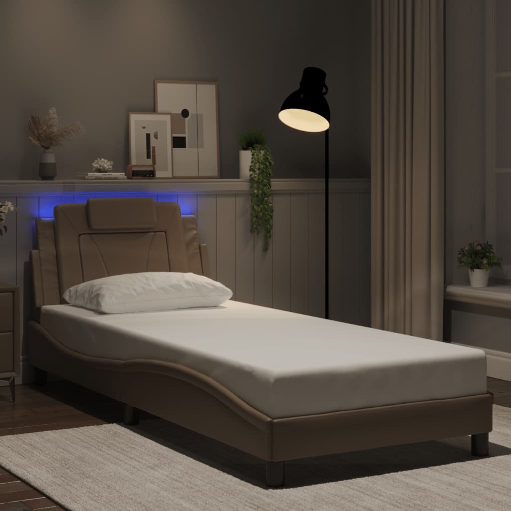Bettgestell "Viana" mit LED ohne Matratze Cappuccino-Braun 80x200 cm
