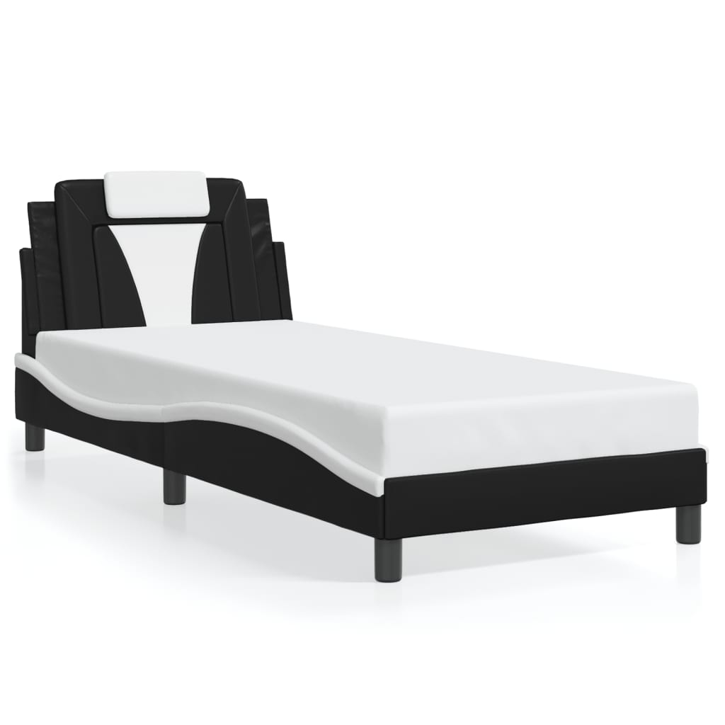Bettgestell "Viana" mit LED ohne Matratze Schwarz und Weiß 80x200 cm