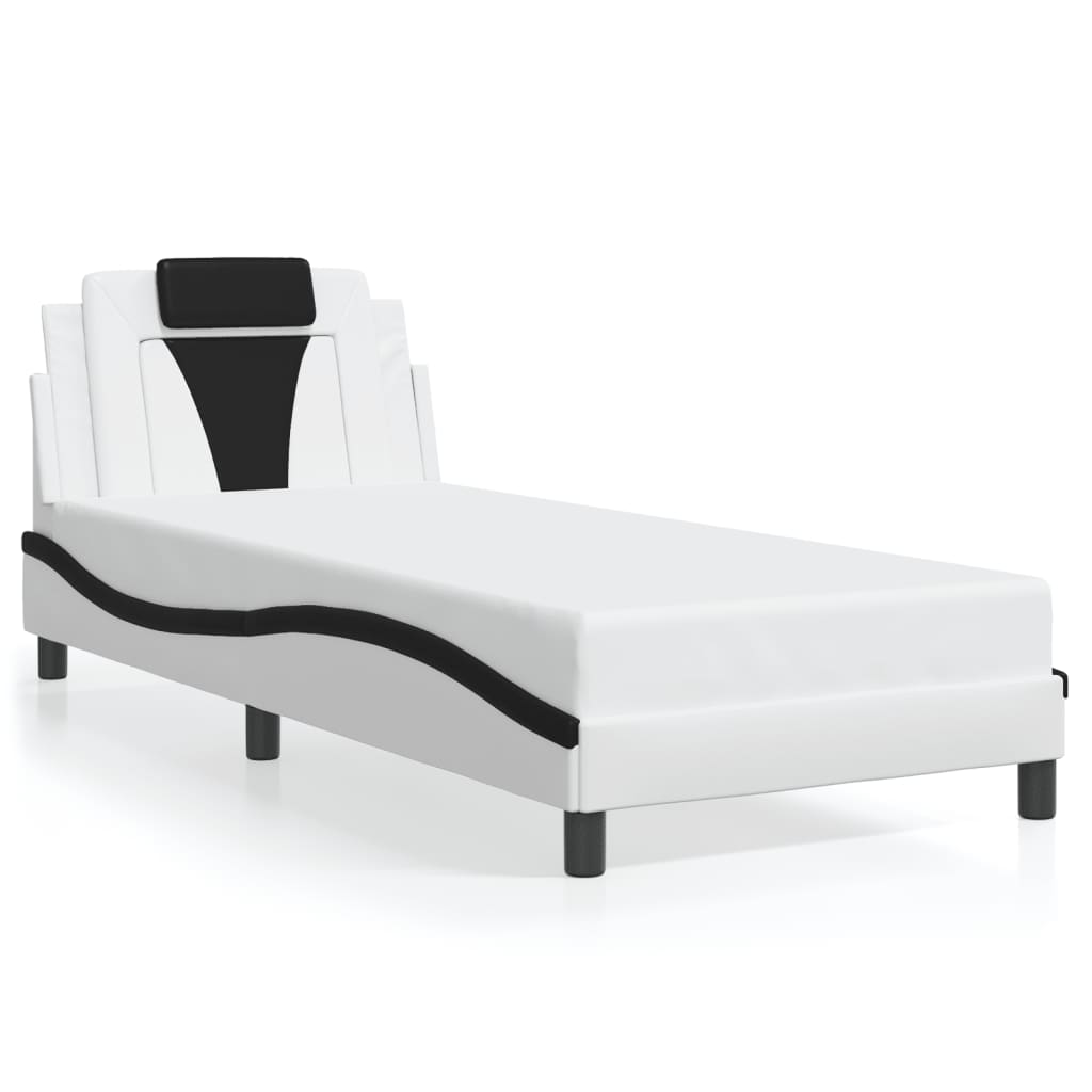 Bettgestell "Viana" mit LED ohne Matratze Weiß und Schwarz 80x200 cm