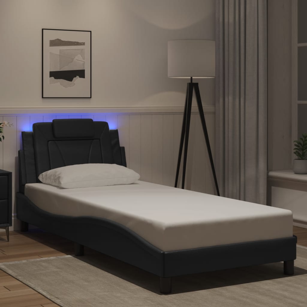 Bettgestell "Viana" mit LED ohne Matratze Schwarz 90x190 cm