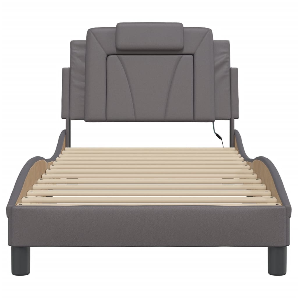 Bettgestell "Viana" mit LED ohne Matratze Grau 90x190 cm