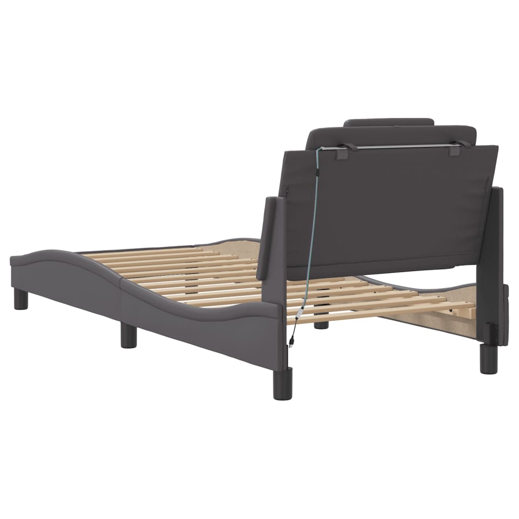 Bettgestell "Viana" mit LED ohne Matratze Grau 90x190 cm