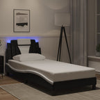 Bettgestell "Viana" mit LED ohne Matratze Schwarz und Weiß 90x190 cm