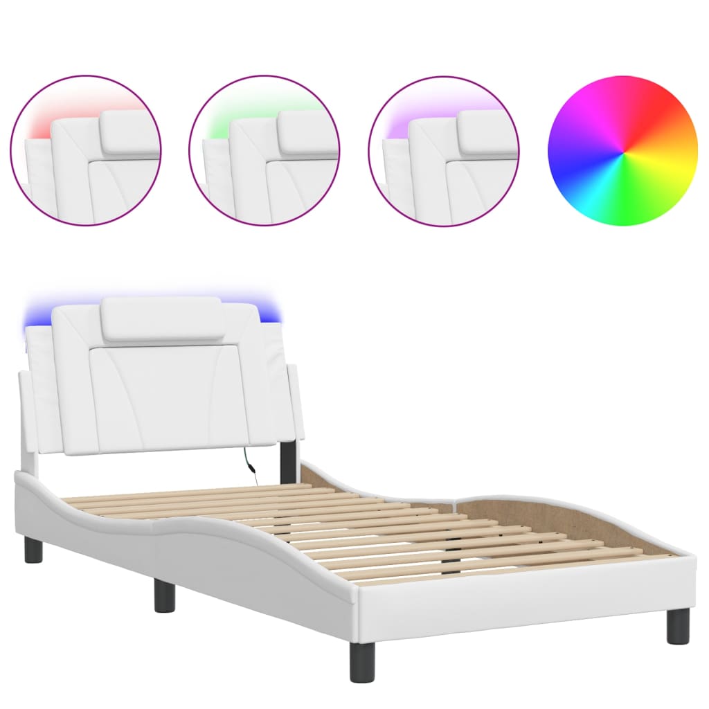 Bettgestell "Viana" mit LED ohne Matratze Weiß 100x200 cm