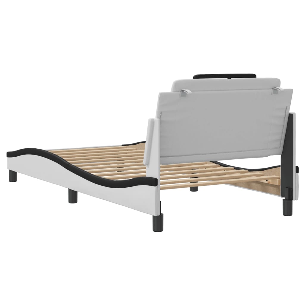 Bettgestell "Viana" mit LED ohne Matratze Weiß und Schwarz 100x200 cm