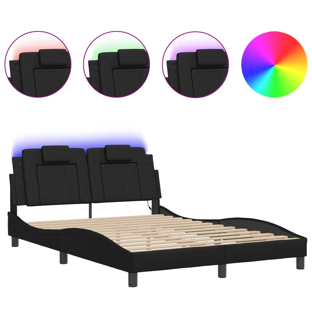 Bettgestell "Viana" mit LED ohne Matratze Schwarz 120x200 cm