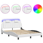 Bettgestell "Viana" mit LED ohne Matratze Weiß 140x190 cm