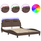 Bettgestell "Viana" mit LED ohne Matratze Braun 140x190 cm