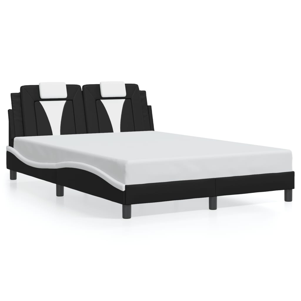 Bettgestell "Viana" mit LED ohne Matratze Schwarz und Weiß 140x190 cm