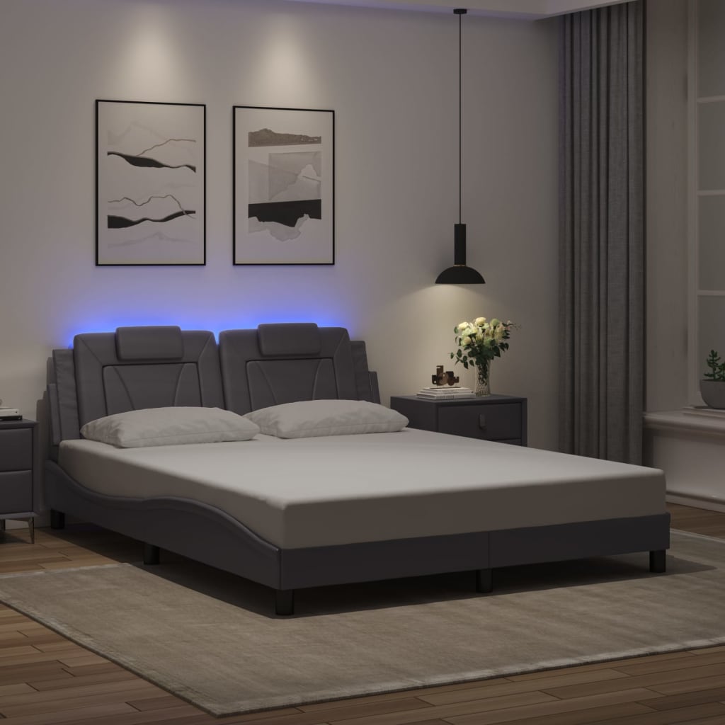 Bettgestell "Viana" mit LED ohne Matratze Grau 160x200 cm