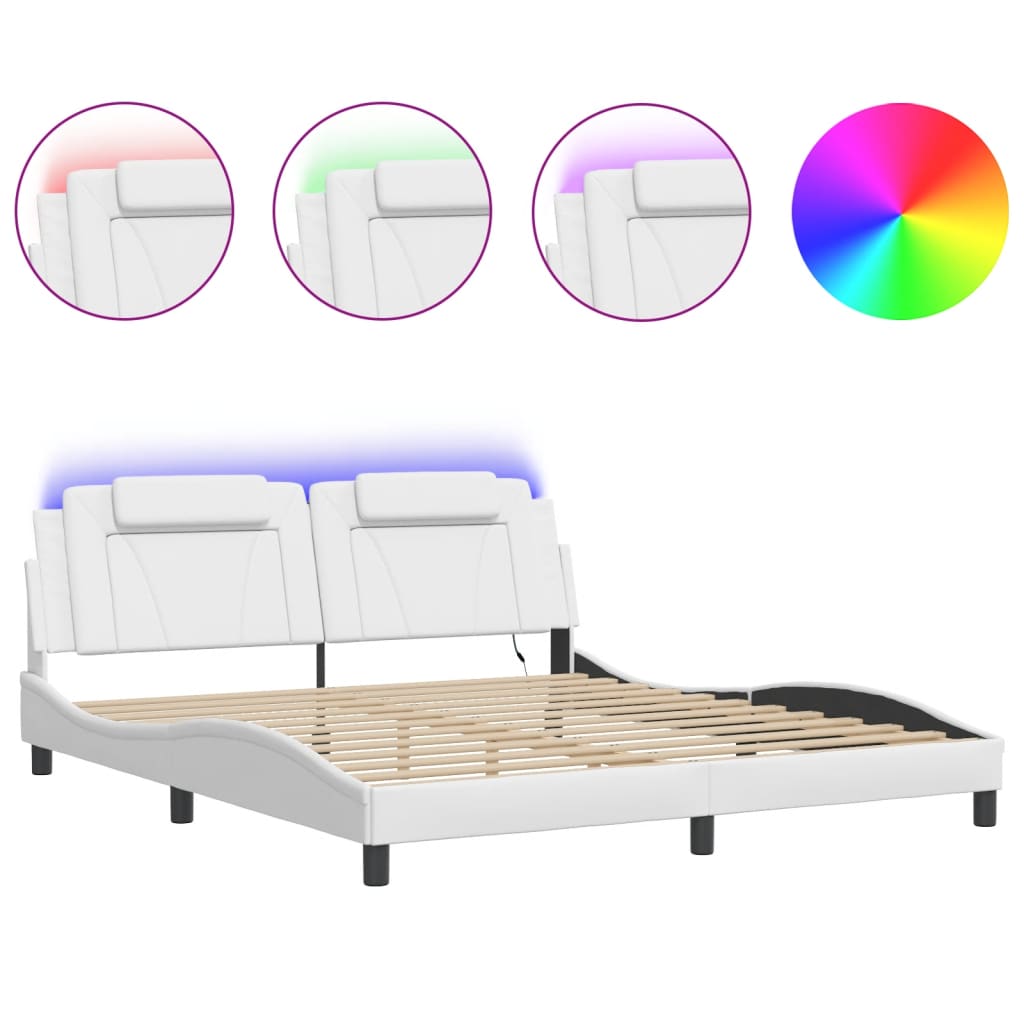 Bettgestell "Viana" mit LED ohne Matratze Schwarz und Weiß 180x200 cm