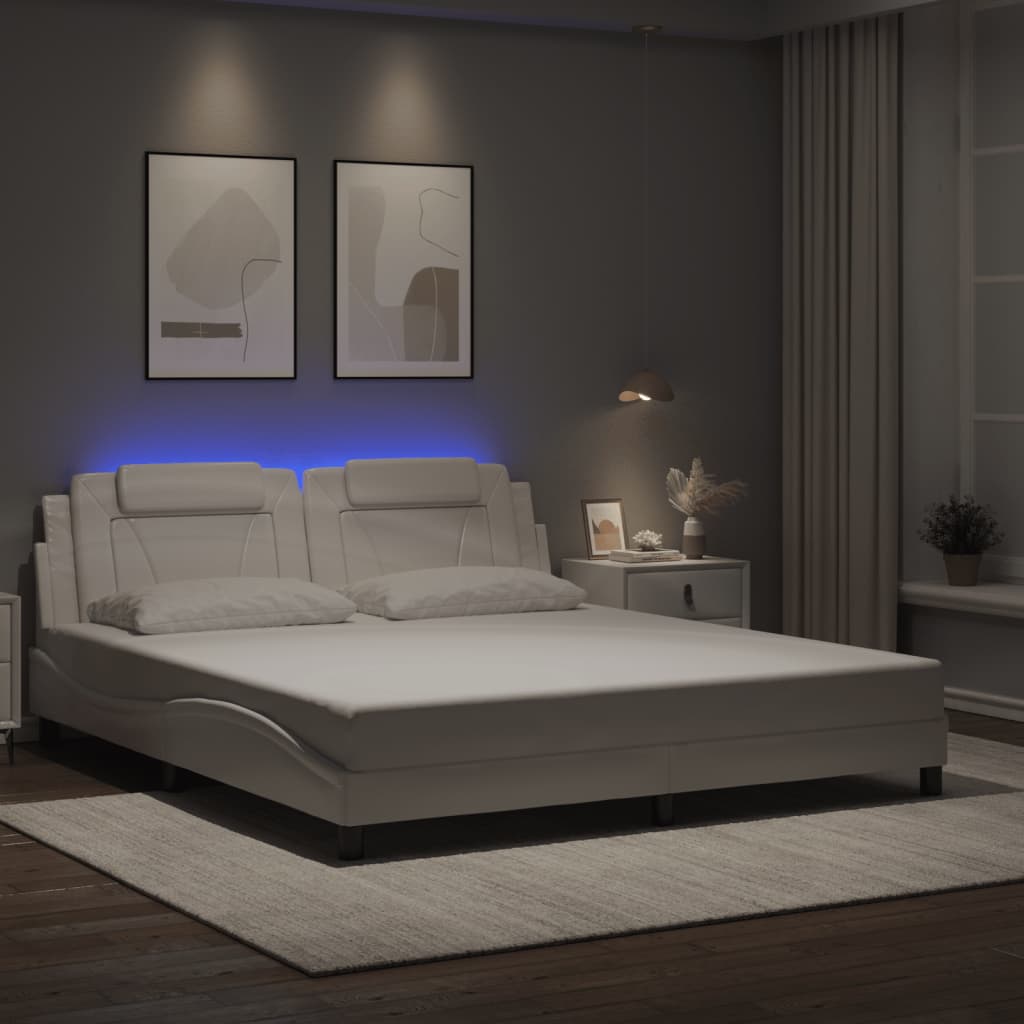 Bettgestell "Viana" mit LED ohne Matratze Schwarz und Weiß 180x200 cm