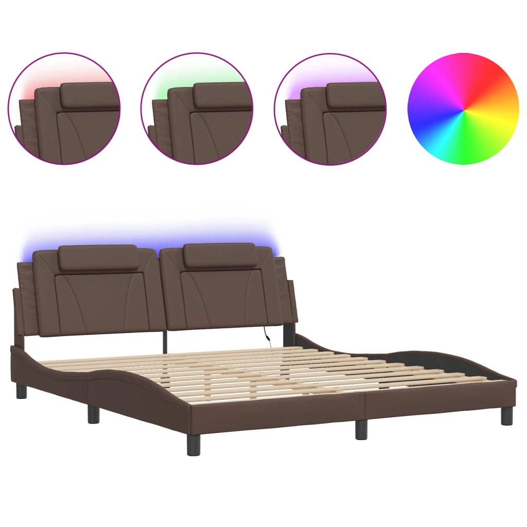 Bettgestell "Viana" mit LED ohne Matratze Braun 180x200 cm