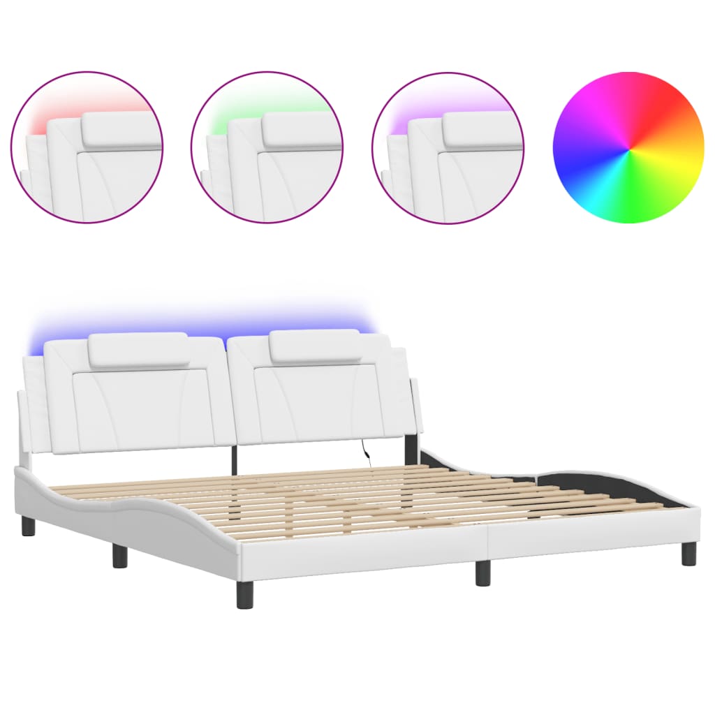 Bettgestell "Viana" mit LED ohne Matratze Weiß 200x200 cm